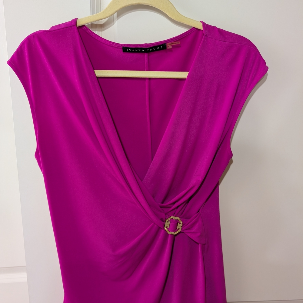 Ivanka Trump Pink Wrap Blouse with Cap Sleeves